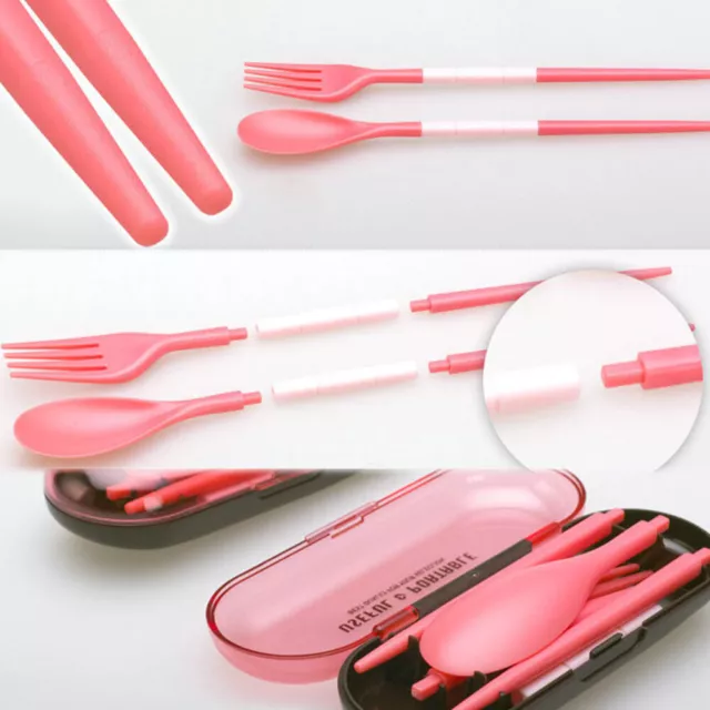 Portable 3PCS Set Tableware Set Foldable Chopsticks Fork Spoon For Travelling UK