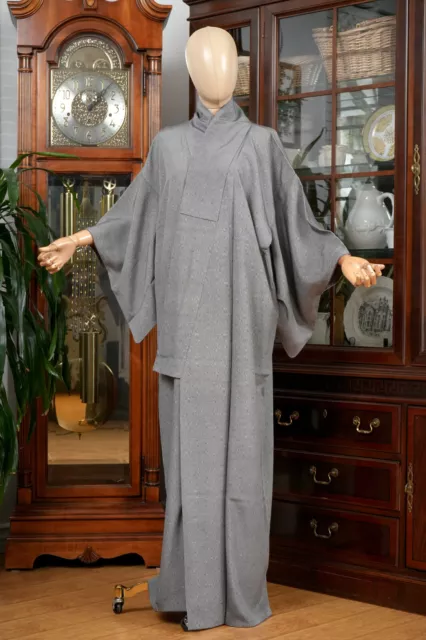 Dear Vanilla Japanese Silk Edo Komon Kimono Women's Authentic Japan Made Vintage
