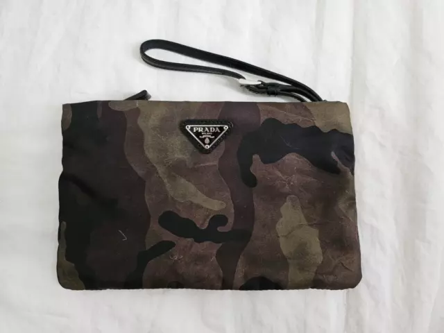 Prada Tessuto Camouflage Nylon Wristlet Clutch Bag