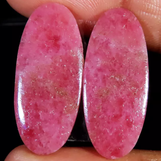 38.30 Karat Natürlich Rosa Rhodonit Paar Oval Cabochon Edelstein 12x28x4 MM GM _