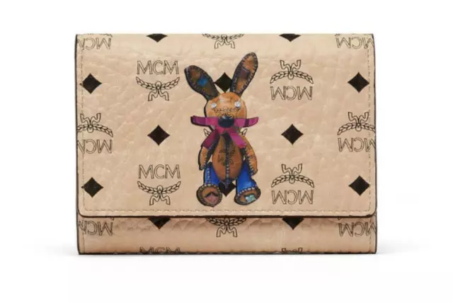 MCM visetos monogram lime leather cushion set for rabbit key charm