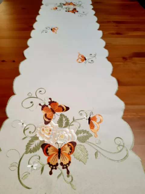 Rectangle 40*135cm Polyester Linen/Look "Orange/Butterfly" Table-Runner