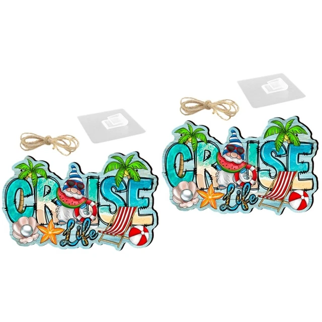 2 Sets Decorative Wood Dwarf Front Door Sign Beach Themed Sign