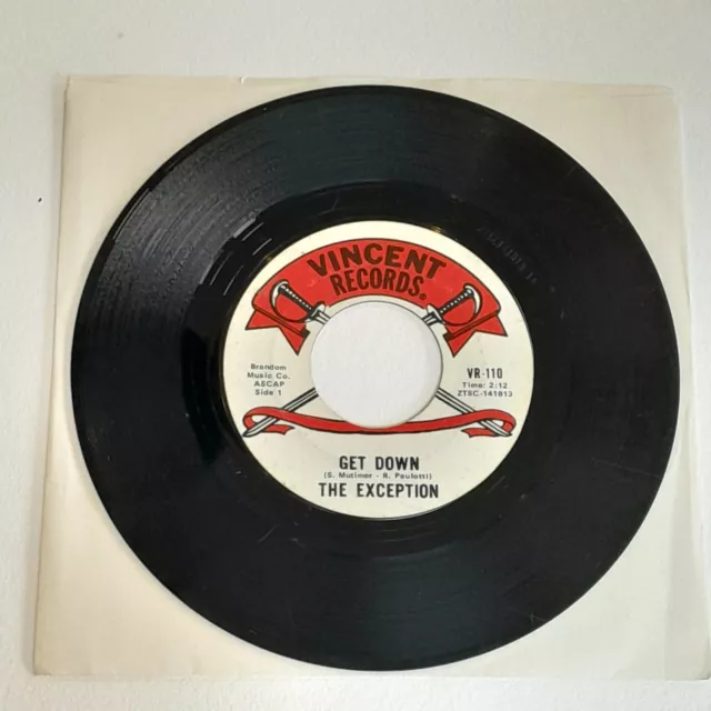THE EXCEPTION Get Down / This Time Boy SOUL Funk 7" Vincent Records HEAR
