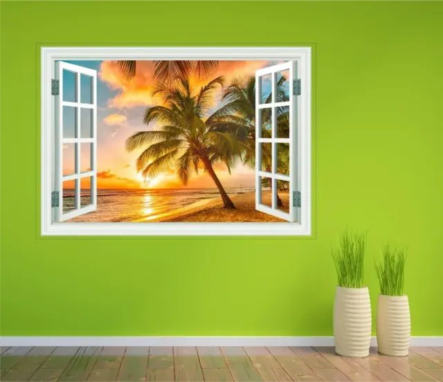 Palm Tree Beach Sunset Tropical Window Wall Art Sticker Decal Transfer Bedroom
