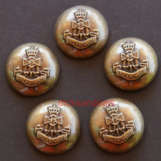 5 Military Buttons Green Howards Bronze Coloured Plastic 15mm 18mm 21mm or 25mm