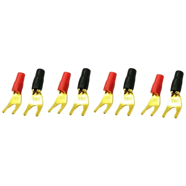2X(8Pcs/4Pairs "Y" "U" Spade Banana Connectors Gold Plated Solderless Fork Speak