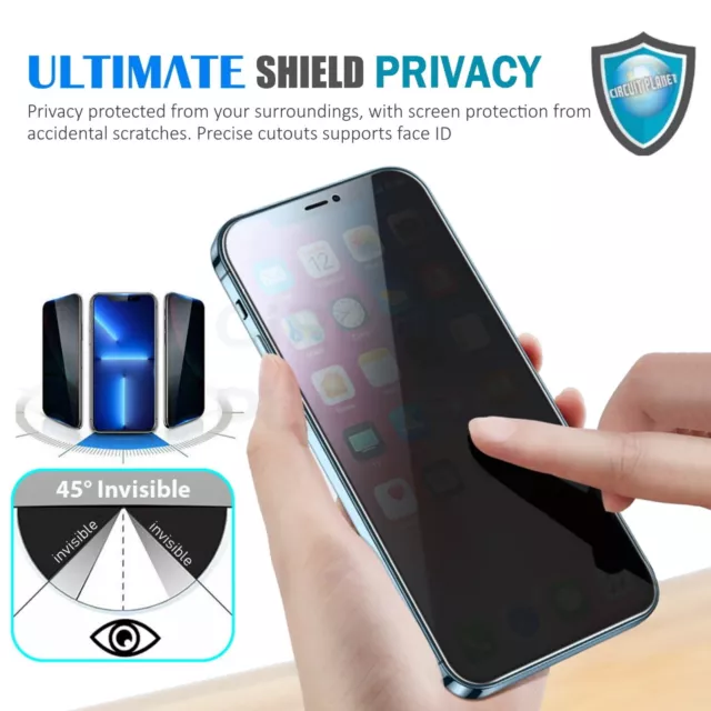 Privacy Tempered Glass Screen Protector For iPhone 14 13 12 11 Pro Max Plus XR X 2