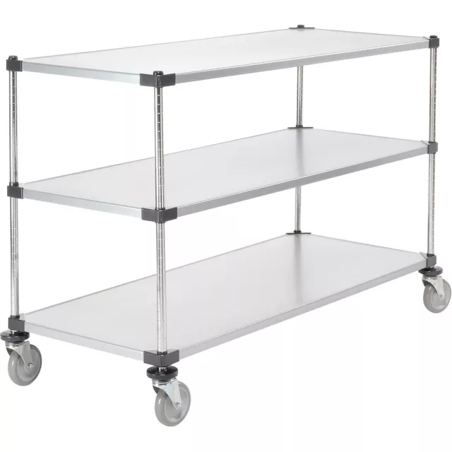 Nexel Adjustable Solid Galvanized Shelf Cart 3 Shelves 800 Lb. Cap 72"L x 24"W x