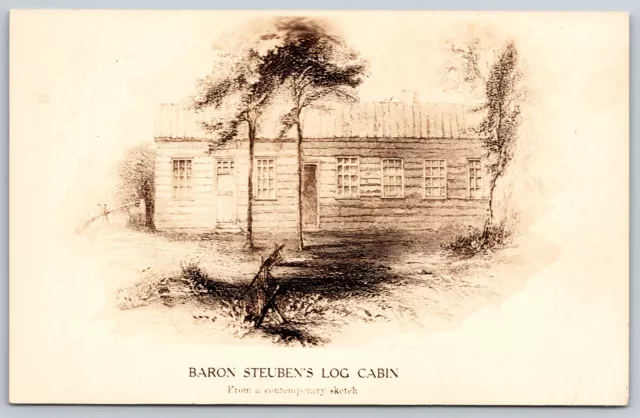 Postcard RPPC Baron Stueben's Log Cabin Contemporary Sketch Remsen, NY E13