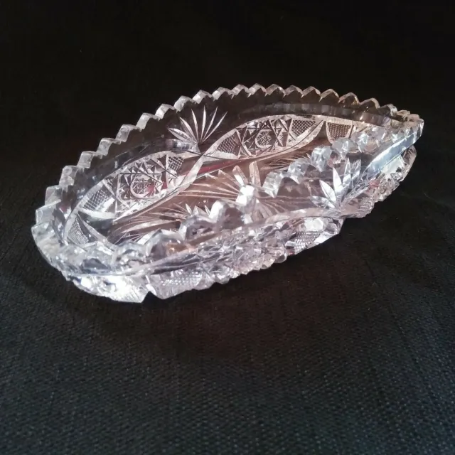 American Brilliant Sawtooth Oval Dish Cut Glass Crystal