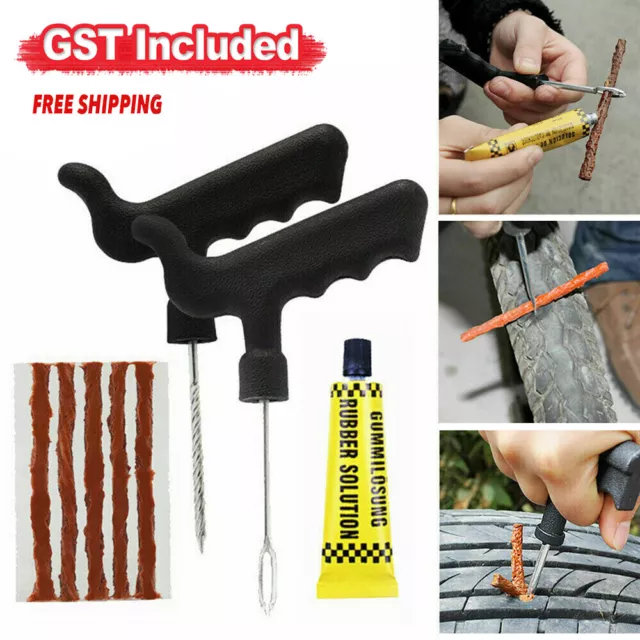 Tyre Tire Plug Repair Kit Tubeless Car Auto 4Wd Vehicle Motorcycle Bike Puncture