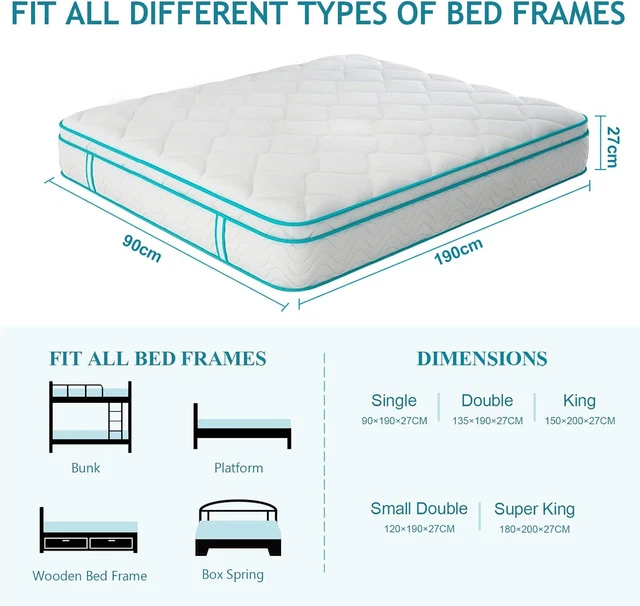 AOTUMM CIORT SINGLE Mattress 3FT Mediumfirm Hybrid Mattress, 10.63