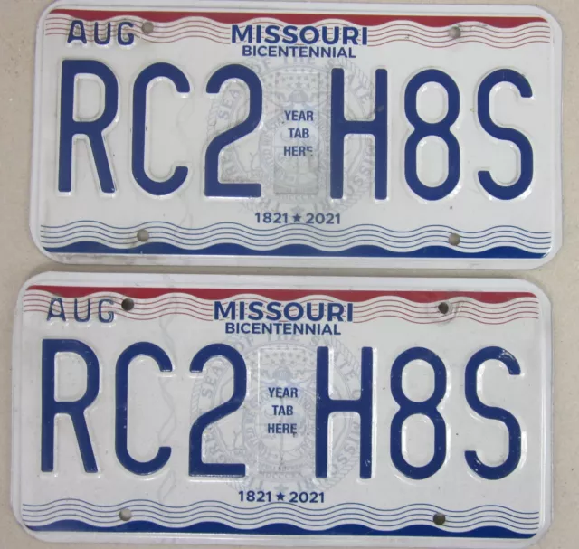 MISSOURI matching pair licence/number plate US/United States/USA/American SET