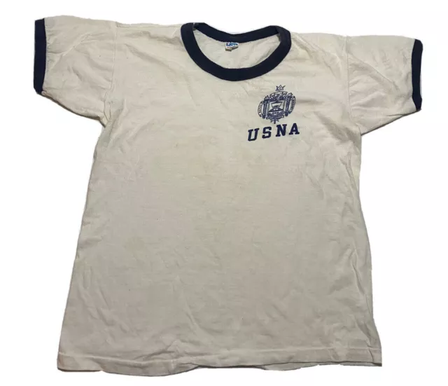 VINTAGE 70S CHAMPION US Naval Academy USNA Blue Bar T-Shirt USA Size ...