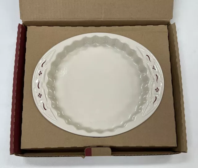 Longaberger Pottery Woven Traditions Red Quiche Dish - USA - NIB