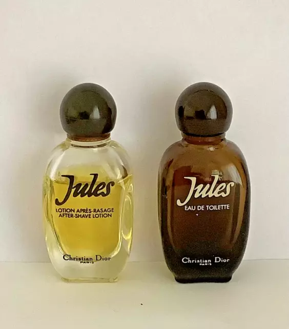 2 Christian Dior JULES Vintage Miniature Perfume Bottles 1 empty 1 full