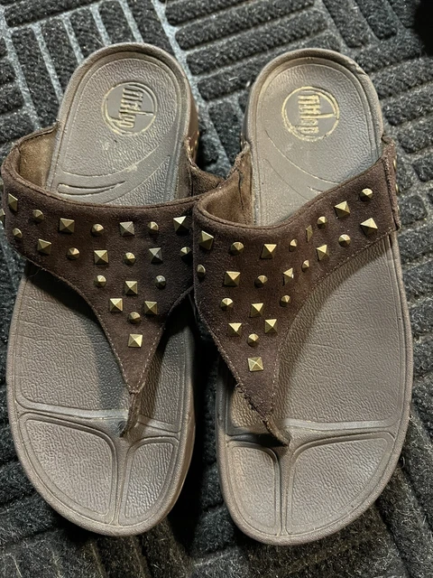 fitflop size 9 womens sandals Brown Stud slip on comfort sandals
