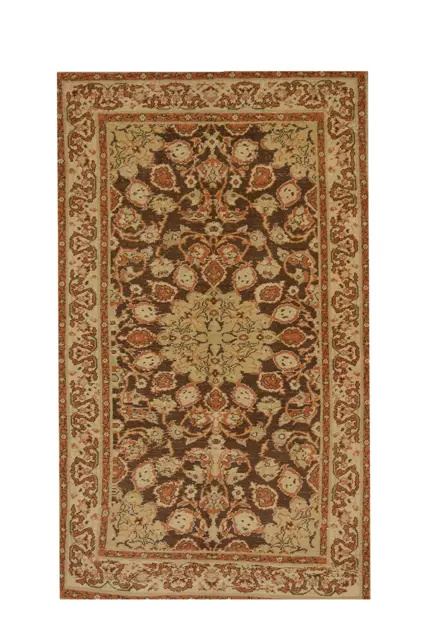 brown lvory-white 4x7 turkish antique area rug