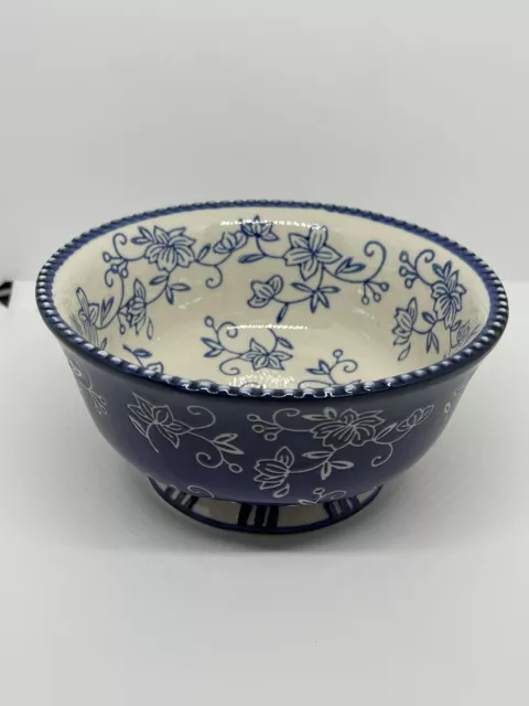 Temptations by Tara floral lace-24oz footed soup bowl blue PPP-SQ-832942 eg