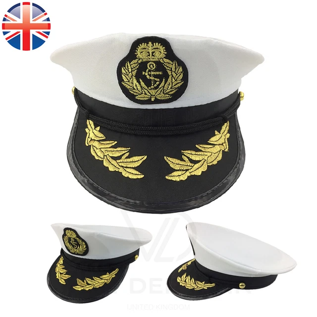 VDL NAVY CAPTAIN Hat Skipper Yacht Sailor Costume Cosplay Fancy Dress £