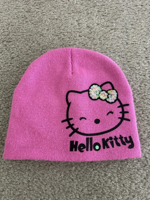 Sanrio Hello Kitty Pink Knit Hat Beanie Girls One Size