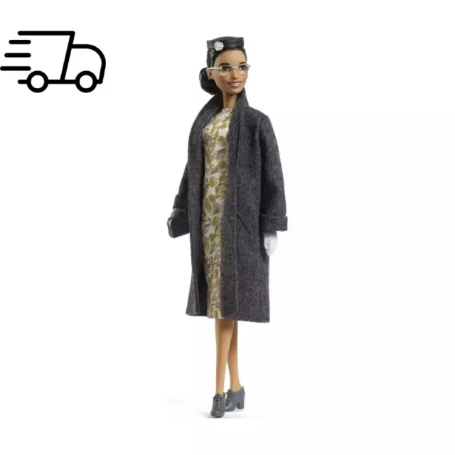 Barbie Inspiring Women Rosa Parks Collectible Doll with Dress, Wool Coat & Acces