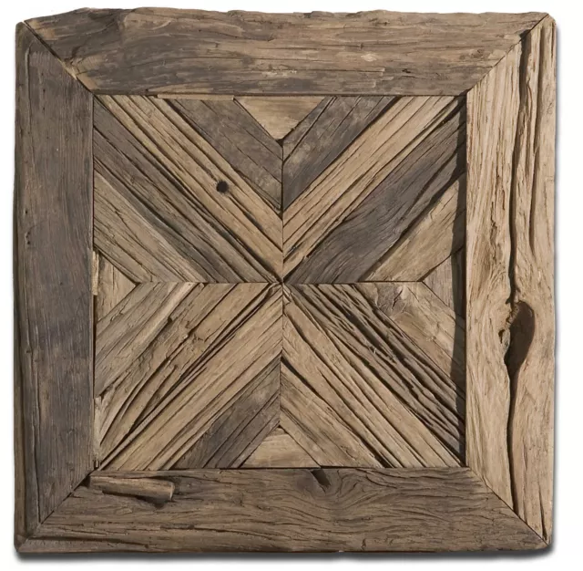 Luxe Rustic Pine Reclaimed Wood Wall Art Sculpture Square Panel Farmhouse Loft