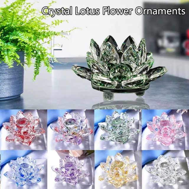 Lotus Flower Decor Crystal Lotus Flower Figurine Glass Miniature Glass Craft