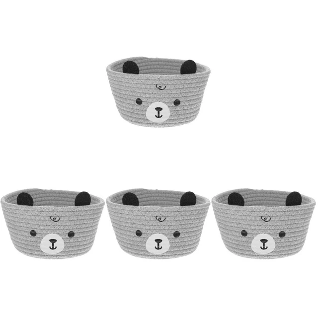 4 piezas cesta de almacenamiento adorable diseño de oreja de oso cesta de cuerda de algodón cesta de escritorio