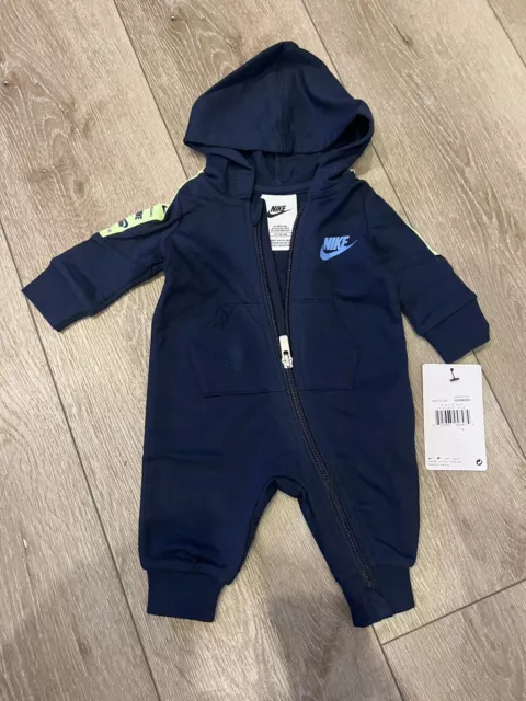 New W/ Tags Nike Brand Baby Boy Infant Newborn Clothes Outfit Jumpsuit Navy Blue