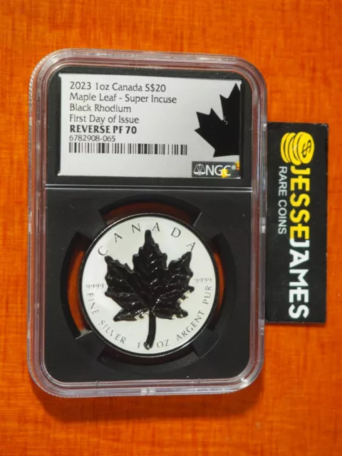 2023 $20 Canada Silver Maple Leaf Super Incuse Rhodium Plated Ngc Pf70 Fdi