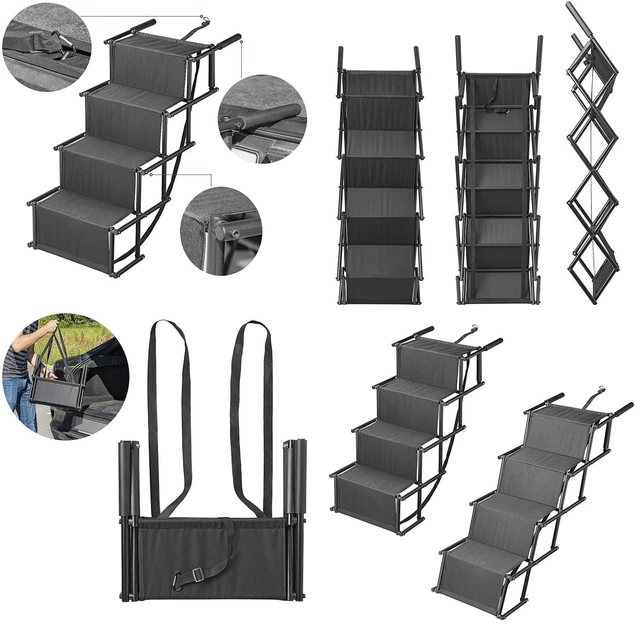 Hundetreppe klappbar 4 Stufen Auto Hunde Treppen bis 30 KG Hunderampe faltbar