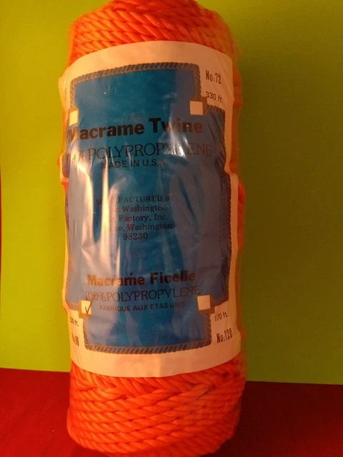 Rollo Macrame Twine 100% polipropileno 230 pies - Hecho en EE. UU.