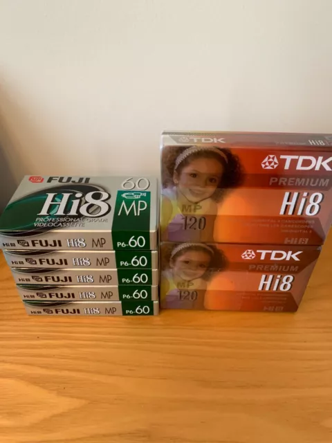 NEW Hi8 Fuji MP (60) TDK Premium  (2)  Lot 7 Tapes NIP