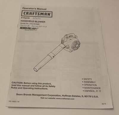 Manual del operador Craftsman 2 tiempos de mano ventilador modelo 316.791600