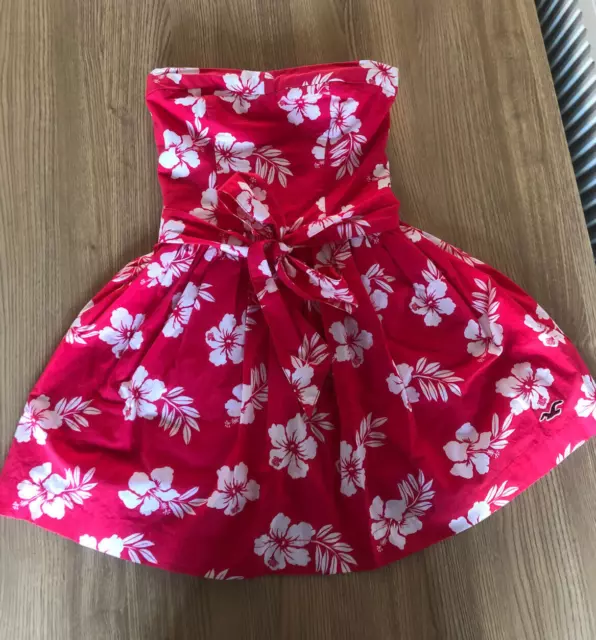 HOLLISTER Pink and White Floral Strapless Dress – Size S (UK 8)