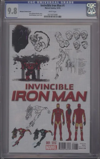 Invincible Iron Man #1 - Marquez Design Limited Variant - Cgc 9.8 - 0271677008