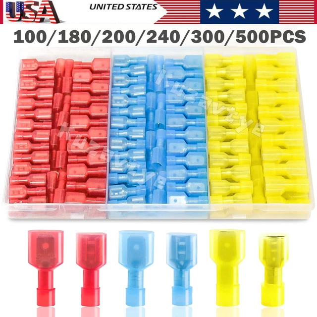 12-Pack Red 6.3mm Female Spade Crimp Wire Connectors (US Seller)