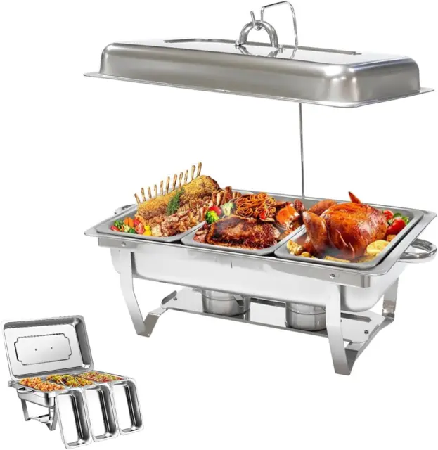 9SHOME 11L Chafing Dish Buffet Food Warmer Pan Set with Cover Stand, Stainles...