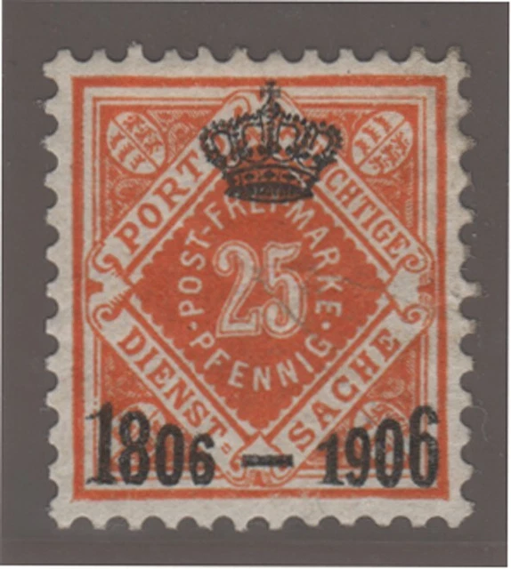 WÜRTTEMBERG  111 * KRÖNCHEN 25 = WURTTEMBERG Scott #O11mh = WURTEMBERG Yvert S32