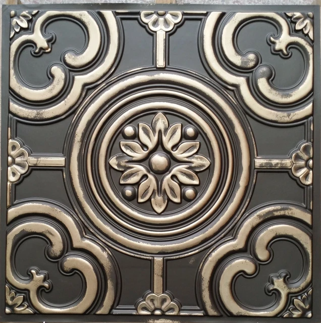 Ceiling tiles 24x24 Faux tin classic aged brass decor wall panels PL50 10pcs/lot