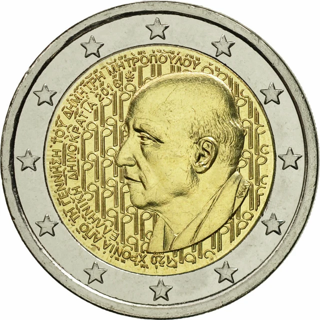 [#461079] Grèce, 2 Euro, Dmitri Mitropoulos, 2016, SPL, Bi-Metallic