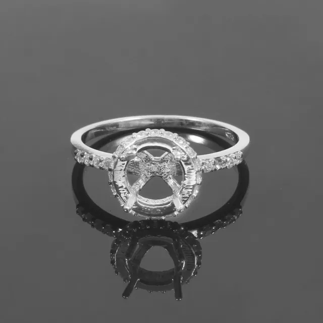 Semi Mount Ring 925 Sterling Silver Ring Stone Setting Taille 8X8 MM Forme ronde