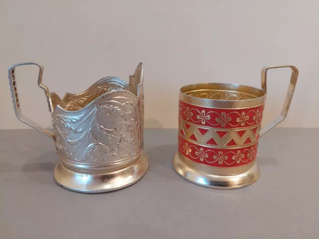 Two Soviet Vintage Tea Cup Holder Podstakannik. USSR Original. #1