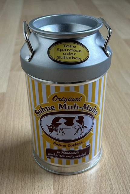 ORIGINAL SAHNE MUH-MUHS Toffee Spardose Siftebox Milchkanne Blechdose ...