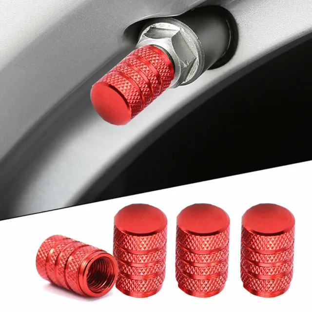 4x Red Car Wheel Tyre Tire Valve Stems Air Dust Cover Screw Cap Accessories Red