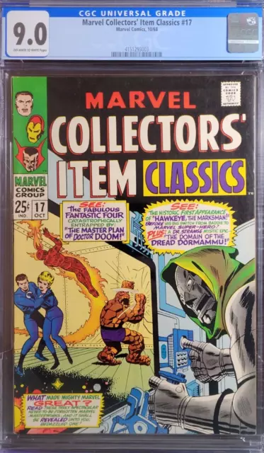 1968 Marvel Collectors' Item Classics 17 CGC 9.0 Dr Doom Fantastic Four 23 Cover