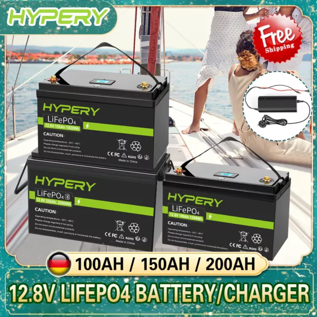 LiFePO4 Akku 12V 100Ah 150Ah 200Ah Lithium Batterie/Ladegerät Wohnmobil Solar RV