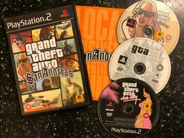 3 Playstation 2 Ps2 Gta Games Grand Theft Auto Iii 3 +Vice City + San Andreas